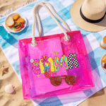 Personalised Bow Star Waterproof Transparent Neon Tote Bag with Name Daily Use Wedding Party Birthday Gift for Mom Wife Bestie