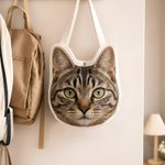 Personalized Photo Large Capacity Irregular Canvas Tote Bag Daily Use Birthday Gift for Family Pet Lover