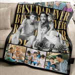 Personalized Photo Collage Best Dad Ever Multicolor Soft Throw Blanket with Text Home Decor Father's Day Birthday Gift for Dad Grandpa