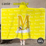 Personalized Cute Marsupilami Initial Word Cloud Soft Hooded Blanket with Name Birthday Anniversary Gift for Kids Family | Callie × Marsupilami®