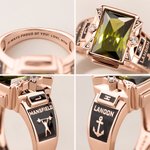 Personlig fødselsstein Graduation Symbol Sterling Silver Man Ring med tekst og årstall Graduation Ceremony Party Gift for Graduates