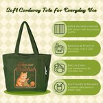 Personalised Cute Cat Knit Large Capacity Corduroy Tote Bag with Name Daily Use Commuting Travel Birthday Gift for Women Knitting Lovers