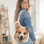 Personalized Photo Large Capacity Irregular Canvas Tote Bag Daily Use Birthday Gift for Family Pet Lover