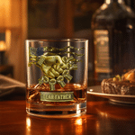 Personalized Fist Bump Bond 10 oz Rock Whiskey Glass with Nicname Name and Title Father's Day Birthday Gift for Dad