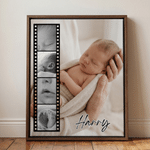 Personalised New Baby Photo Canvas Prints with Name Warm Minimalist Wall Displays Ship from USA Father's Day Gift for New Dad Mom