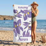 Personalized Floral Oversized Quick Dry Beach Towel with Name Summer Vacation Beach Party Birthday Gift for Her