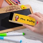 Personalisierte Cartoon Lehrer Charakter Blackboard Whiteboard Kreide Radiergummi Reiniger mit 2 Whiteboard-Marker Teacher's Day Geschenk für Lehrer Pädagogen