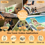 Personalized 3D Cartoon Character Quick Dry Beach Towel with Name and Drawstring Bag Travel Essential Birthday Gift for Teachers