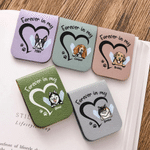 Personalised Heart Paw Angel Cartoon Pet Photo Magnetic PU Leather Bookmark Clip with Name Reading Accessories Birthday Gift for Pet Lovers