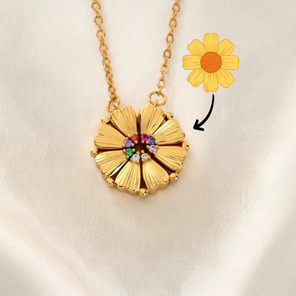 Callie x emoji™ Magnetic Flower Necklace - Custom Names Birthstone, Mom Grandma Mother's Day Gift