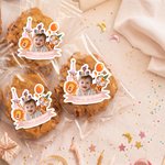 Personalised Funny Photo Balloon Birthday Hat Crown Sticker Label with Text Birthday Party Decoration Favor for Kids