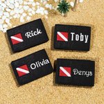 Personalized Embroidered Dive Flag Name BCD Identification Tag Game Day Team Dive Club Gift for Scuba Diver Scuba Instructor Ocean Enthusiast