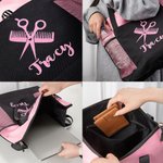 Sac à main à fermeture éclair avec nom et ceinture en maille Cadeau de grande capacité pour les coiffeurs et coiffeuses