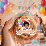 Personalised Funny Photo Balloon Birthday Hat Crown Sticker Label with Text Birthday Party Decoration Favor for Kids