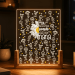 Personalised Daisy Simple Line Drawing Acrylic LED Night Light with 1-16 Names and Nickname Room Decor Mother's Day Birthday Gift for Grandmother