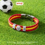 Personalised 1-7 Beads Playful emoji National Flag Colour PU Leather Bracelet with Name Game Day World Cup Gift for Friends | Callie × emoji ™