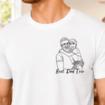 Personalised Simple Line Drawing Style Photo Comfortable T-shirt Sweatshirt with Text Daily Wear Father's Day Birthday Gift for Father Family Grandad