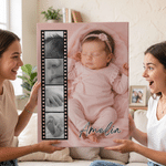Personalised New Baby Photo Canvas Prints with Name Warm Minimalist Wall Displays Ship from USA Father's Day Gift for New Dad Mom