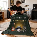 Coperta personalizzata Rock Chitarra elettrica morbida con nome Uso quotidiano Regalo per la casa e la festa per il musicista amante della musica