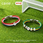 Personalised 1-7 Beads Playful emoji National Flag Colour PU Leather Bracelet with Name Game Day World Cup Gift for Friends | Callie × emoji ™