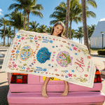 Personalized Sea ​​Animals Oversized Quick Dry Beach Towel with Name and Drawstring Bag Outdoor Activities Birthday Gift for Ocean Lovers