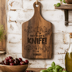 Personalised Funny Animal Pattern Reversible Wooden Charcuterie Cutting Board with Engraved Text Housewarming Birthday Gift for Family Friends