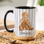 Personalized Baby First Word Mispronunciation Stripes 11 oz 15 oz Ceramic Mug with Photo Daily Use Birthday Gift for Toddlers New Parents