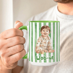 Personalized Baby First Word Mispronunciation Stripes 11 oz 15 oz Ceramic Mug with Photo Daily Use Birthday Gift for Toddlers New Parents