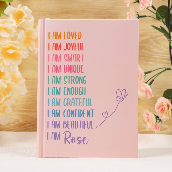 Personalized Affirmations Butterfly A5 Journal Notebook with Name and Text Daily Use Birthday Gift for Women Girls