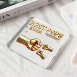 Personalized Best Dad Ever Fist Bump Clear Acrylic Plaque with Name Home Desk Decor Father's Day Gift for Dad Grandpa