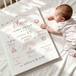 Personalised Newborn Birth Info Canvas Prints with Name and Date Wall Decor Ship from USA Baby Shower Gift for New Parents