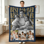 Personalized Photo Collage Best Dad Ever Multicolor Soft Throw Blanket with Text Home Decor Father's Day Birthday Gift for Dad Grandpa