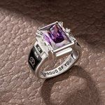 Personlig fødselsstein Graduation Symbol Sterling Silver Man Ring med tekst og årstall Graduation Ceremony Party Gift for Graduates