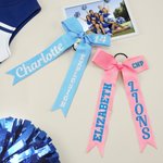 Personalized Multicolor Glitter Long Tail Hair Bow with Text Hair Accessories Game Day Gift for Cheerleaders