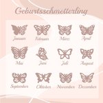 Personalisierte Halskette mit 1–8 Geburtsschmetterlingen und Namen | Schmuck | Geburtstag Muttertag Geschenk für Mutter Großmutter Familie Paare