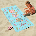 Personalized Sea ​​Animals Oversized Quick Dry Beach Towel with Name and Drawstring Bag Outdoor Activities Birthday Gift for Ocean Lovers