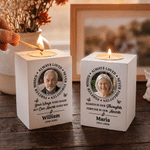 Personalized Forever Missed Always Loved Never Forgotten Wooden Candle Holder with Photo Name and Text Memorial Sympathy Gift for Family Friend