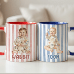 Personalized Baby First Word Mispronunciation Stripes 11 oz 15 oz Ceramic Mug with Photo Daily Use Birthday Gift for Toddlers New Parents