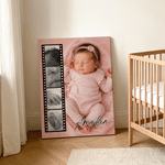 Personalised New Baby Photo Canvas Prints with Name Warm Minimalist Wall Displays Ship from USA Father's Day Gift for New Dad Mom