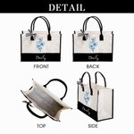 Personalised Ink Painting Style Birth Flower Large Tote Bag Portable Makeup Bag with Name Birthday Anniversary Gift for Women