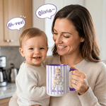 Personalized Baby First Word Mispronunciation Stripes 11 oz 15 oz Ceramic Mug with Photo Daily Use Birthday Gift for Toddlers New Parents