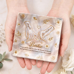 Personalized Mother of Pearl Effect Holding Hands Trinket Jewellery Dish with Name and Title Home Decor Birthday Gift for Friends