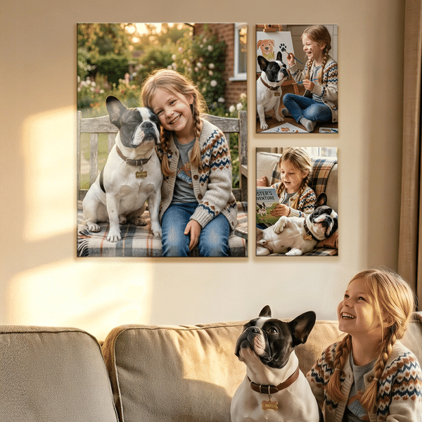 Personalized Minimalist Photos Set of 3 Wrapped Canvas Print Gallery Wall Display Ship from USA Home Decor Housewarming Anniversary Gift for Family