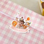 Personalised Funny Photo Balloon Birthday Hat Crown Sticker Label with Text Birthday Party Decoration Favor for Kids