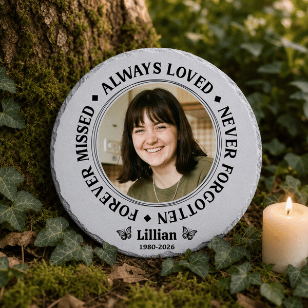 Personalized Photo Garden Memorial Stone with Name and Year Sympathy Bereavement Gift for Family Friends