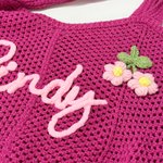 Personalized Multicolor Name Cute Flower Yarn Tote Bag Summer Vacation Use Beach Party Birthday Gift for Female Bridesmaid Besties