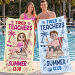 Personalized 3D Cartoon Character Quick Dry Beach Towel with Name and Drawstring Bag Travel Essential Birthday Gift for Teachers