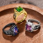 Personlig fødselsstein Graduation Symbol Sterling Silver Man Ring med tekst og årstall Graduation Ceremony Party Gift for Graduates
