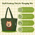 Personalized Pet Photo Large Capacity Corduroy Tote Bag with Name Daily Use Birthday Anniversary Gift for Pet Owner Lover