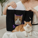 Personalized Pet Photo Large Capacity Corduroy Tote Bag with Name Daily Use Birthday Anniversary Gift for Pet Owner Lover